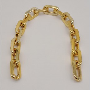 Çanta Aksesuar 40 cm Metal Görünümlü Oval Light Gold Renk Akrilik Zincir