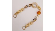 Çanta Aksesuar 41 cm Yaylı Halkalı Leopar Akrilik Detaylı Zincir Light Gold Metalli