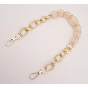 Çanta Aksesuar 42 cm Kancalı Krem Renk Akrilik Zincir Light Gold Metalli