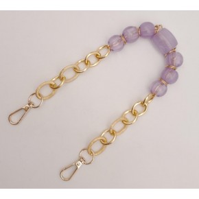 Çanta Aksesuar 42 cm Kancalı Lila Renk Akrilik Zincir Light Gold Metalli