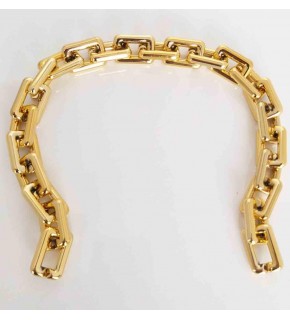 Çanta Aksesuar 44 Cm Köşeli Metal Görünümlü Akrilik Zincir (Light Gold Renk)