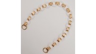 Çanta Aksesuar 48 cm Sekizgen Akrilik Çanta Sapı Zinciri Beyaz Renk Light Gold Metal