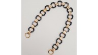 Çanta Aksesuar 48 cm Sekizgen Akrilik Çanta Sapı Zinciri Füme Siyah Ebruli Renk Light Gold Metal