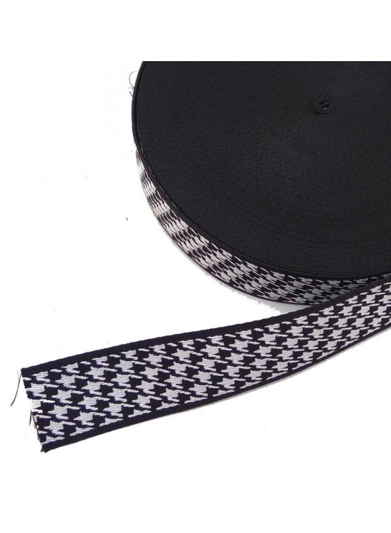 Çanta Aksesuar 5 Cm Kazayağı Desenli Siyah  Polyester Kolon