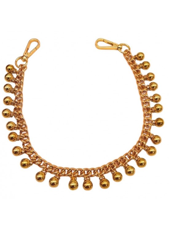 Çanta Aksesuar 50 cm Gold Boncuk  Sallantılı Çanta Sapı Light Gold Metalli