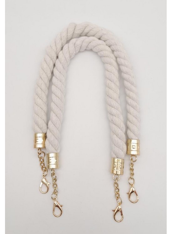 Çanta Aksesuar 50 cm Pamuklu Halat Model Çift Çanta Sapı Light Gold Metalli