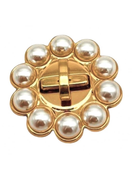 Çanta Aksesuar 6 cm İncili Yuvarlak  Light Gold  Kilit
