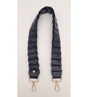 Çanta Aksesuar 62 cm Yassı Örgü Model Suni Deri Lacivert Çanta Sapı Light Gold Metalli