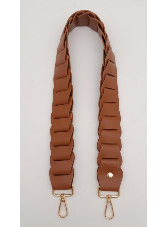 Çanta Aksesuar 62 cm Yassı Örgü Model Suni Deri Taba Çanta Sapı Light Gold Metalli