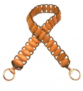 Çanta Aksesuar 65x3 cm Açık Renk Oval Ahşap Boncuklu Ahşap Tek Çanta Sapı