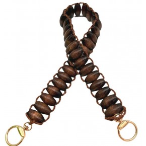 Çanta Aksesuar 65x3 cm Koyu Renk Oval Ahşap Boncuklu Ahşap Tek Çanta Sapı