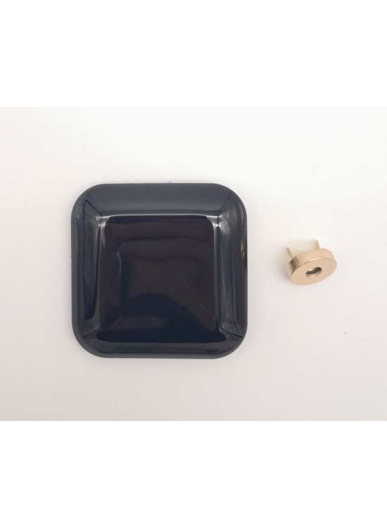 Çanta Aksesuar 7 cm Kare Akrilikli Siyah Renk Light Gold Mıknatıslı Kilit