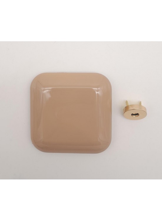 Çanta Aksesuar 7 cm Kare Akrilikli Sütlü Kahve Renk Light Gold Mıknatıslı Kilit