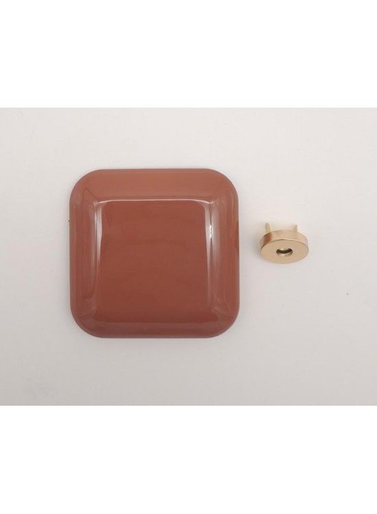 Çanta Aksesuar 7 cm Kare Akrilikli Taba Renk Light Gold Mıknatıslı Kilit