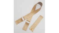 Çanta Aksesuar 70x4 cm Suni Deri Çanta Saplı Kapaklı Gold Renk Çanta Seti Light Gold Metalli