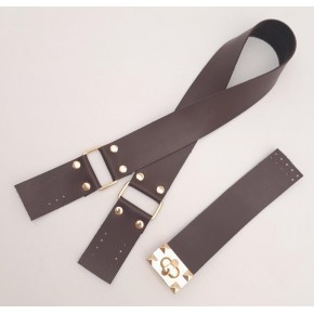Çanta Aksesuar 70x4 cm Suni Deri Çanta Saplı Kapaklı Kahverengi Çanta Seti Light Gold Metalli