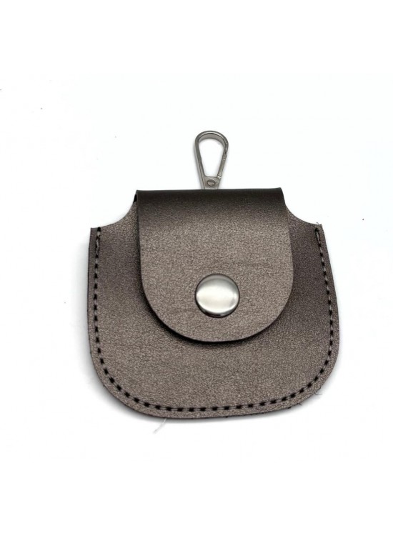Çanta Aksesuar 8.5x8 cm cm Parlak Gri Renk Kancalı Suni Deri Cep
