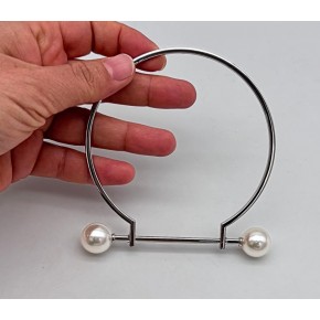 Çanta Aksesuar 9 cm İncili Gümüş  Renk İncili Metal Çanta Sapı
