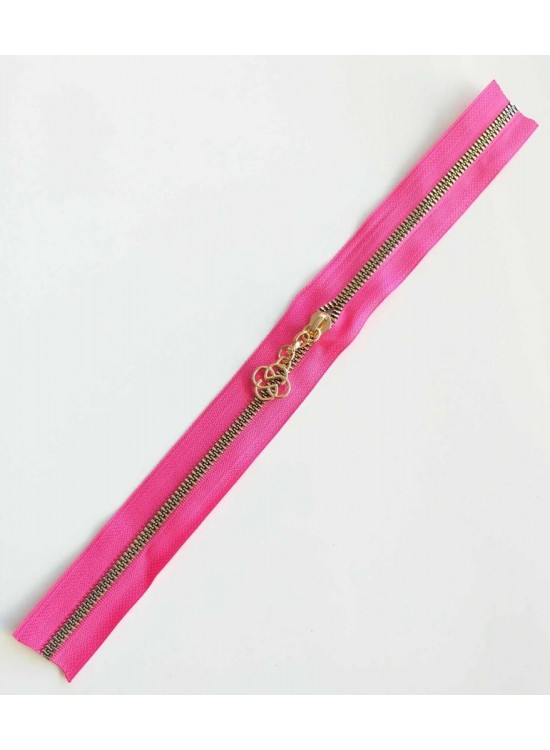 Çanta Aksesuar Başlıklı Fermuar 30 Cm Light Gold Metal Fuşya