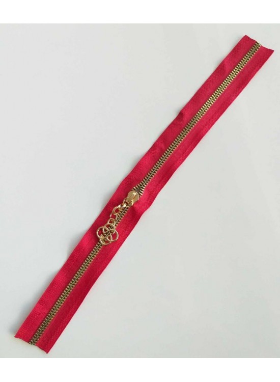 Çanta Aksesuar Başlıklı Fermuar 30 Cm Light Gold Metal Kırmızı