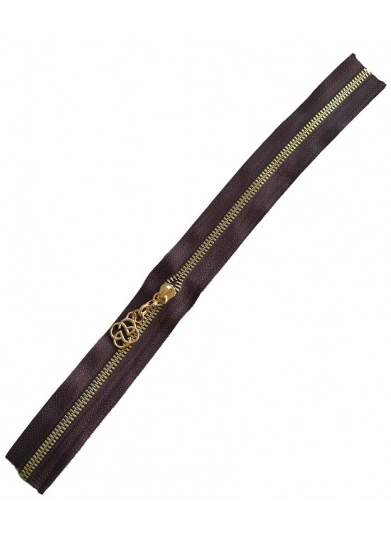 Çanta Aksesuar Başlıklı Fermuar 30 Cm Light Gold Metal Koyu Kahve