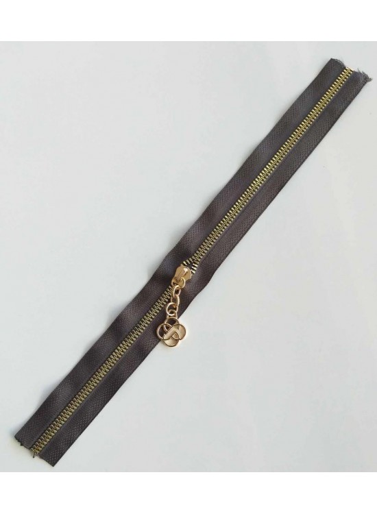 Çanta Aksesuar Başlıklı Fermuar 30 Cm Light Gold Metal Koyu Vizon