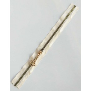 Çanta Aksesuar Başlıklı Fermuar 30 Cm Light Gold Metal Krem