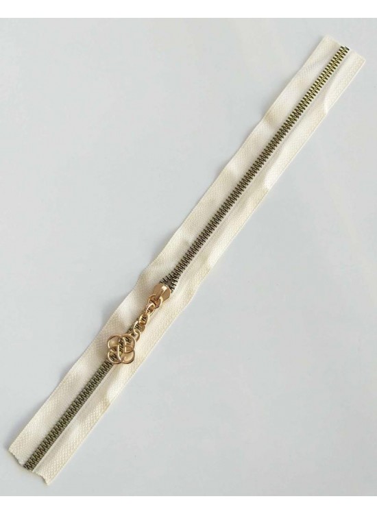 Çanta Aksesuar Başlıklı Fermuar 30 Cm Light Gold Metal Krem