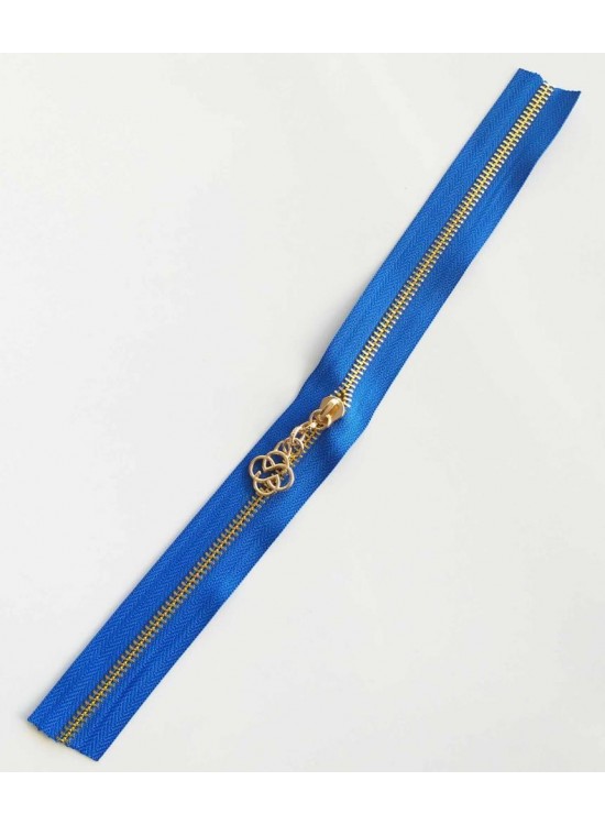 Çanta Aksesuar Başlıklı Fermuar 30 Cm Light Gold Metal Saks Mavi