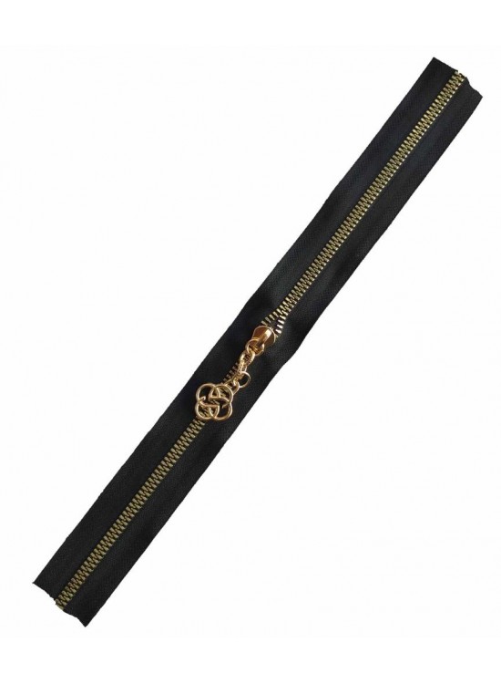 Çanta Aksesuar Başlıklı Fermuar 30 Cm Light Gold Metal Siyah
