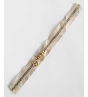 Çanta Aksesuar Başlıklı Fermuar 40 Cm Light Gold Metal Bej