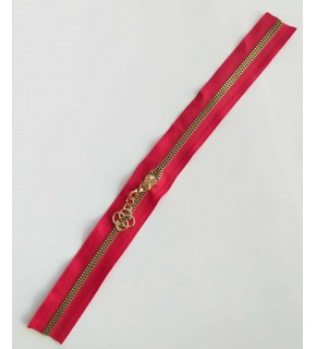 Çanta Aksesuar Başlıklı Fermuar 40 Cm Light Gold Metal Kırmızı