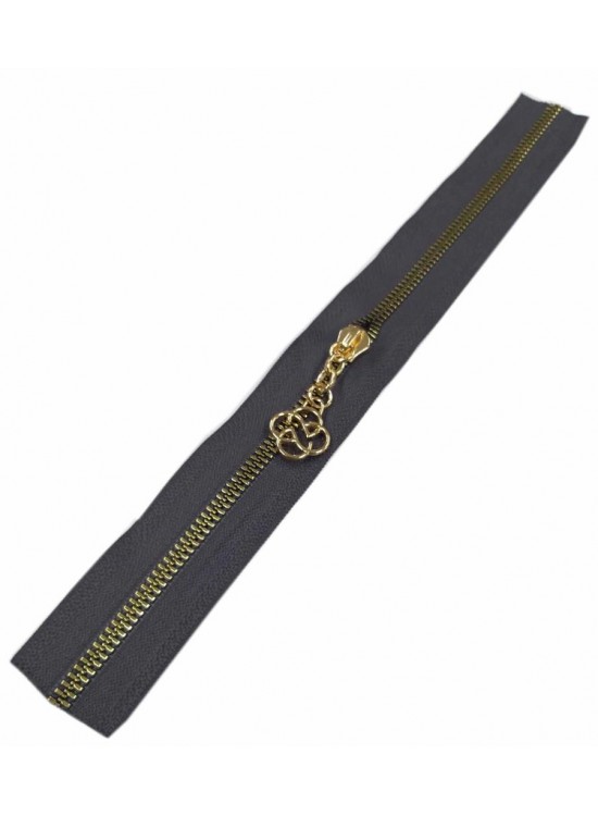 Çanta Aksesuar Başlıklı Fermuar 40 Cm Light Gold Metal Koyu Gri