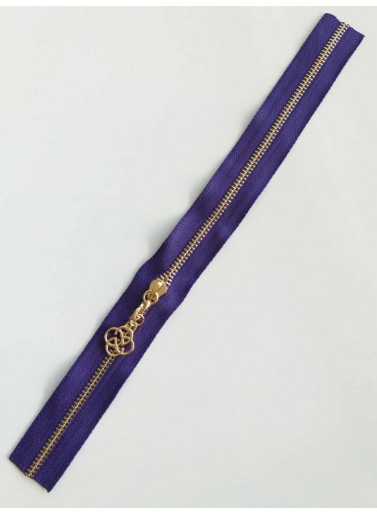 Çanta Aksesuar Başlıklı Fermuar 40 Cm Light Gold Metal Mor