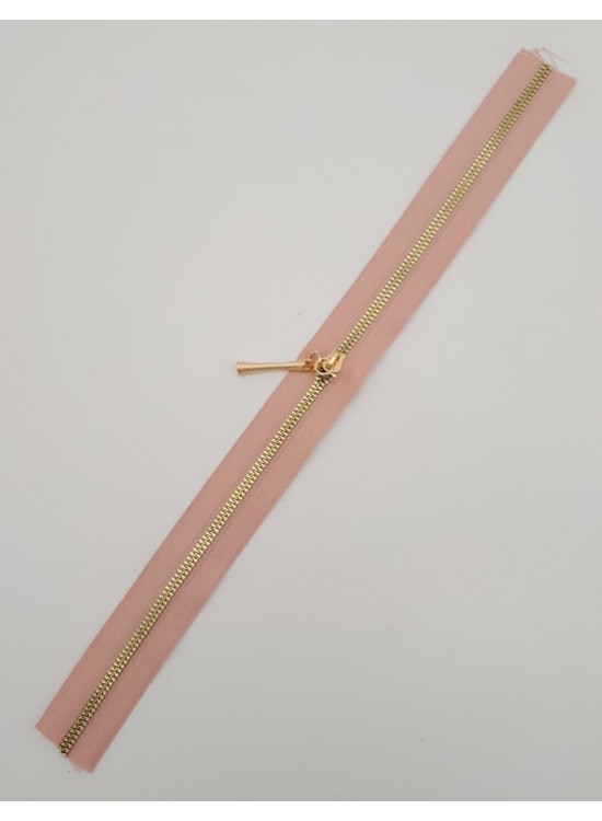 Çanta Aksesuar Başlıklı Fermuar 40 Cm Light Gold Metal Pudra Renk