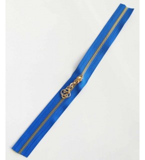 Çanta Aksesuar Başlıklı Fermuar 40 Cm Light Gold Metal Saks Mavi