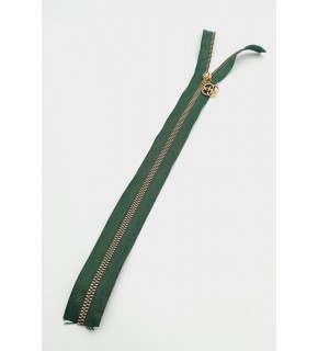 Çanta Aksesuar Başlıklı Fermuar 40 Cm Light Gold Metal Zümrüt Yeşili