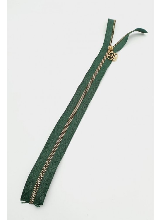 Çanta Aksesuar Başlıklı Fermuar 40 Cm Light Gold Metal Zümrüt Yeşili