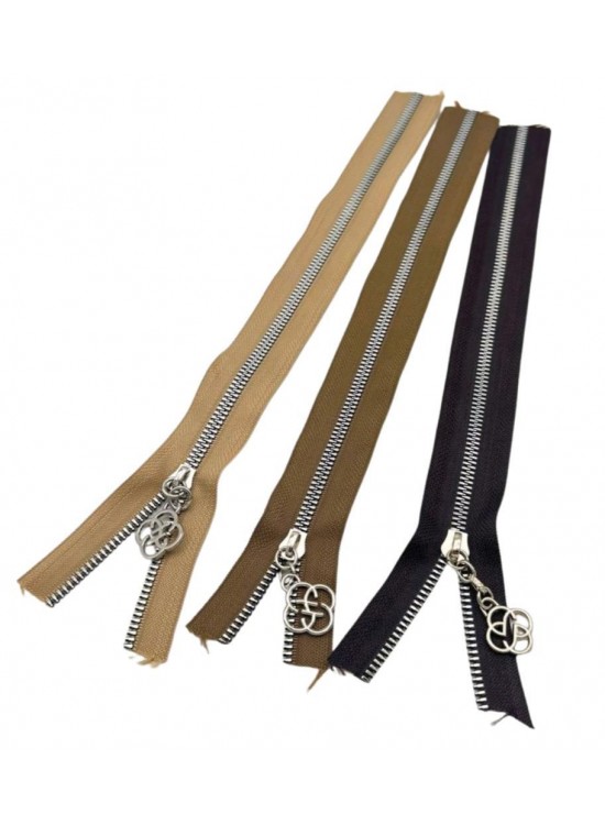 Çanta Aksesuar Başlıklı Fermuar Set 30 Cm Gümüş Metal (Koyu Kahve, Vizon, Bej)
