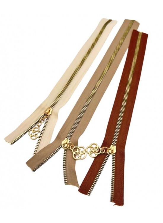Çanta Aksesuar Başlıklı Fermuar Set 30 Cm Light Gold Metal (Taba, Krem, Bej)
