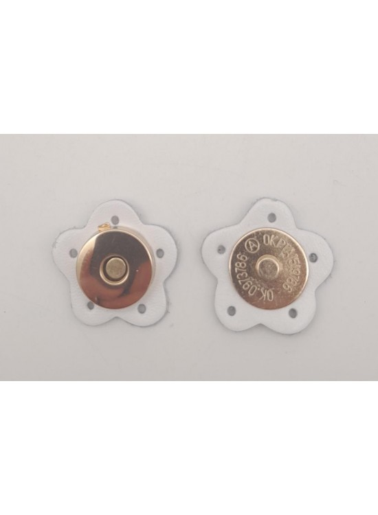 Çanta Aksesuar Beyaz Gerçek Derili Çiçek Model Mıknatıslı Çıtçıt Light Gold Metalli