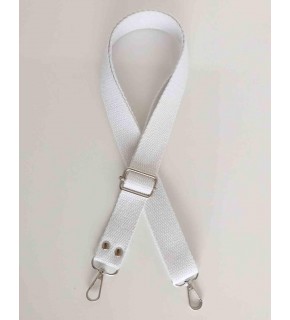 Çanta Aksesuar Beyaz Pamuklu Kolon Ayarlamalı Çanta Sapı Gümüş Metal