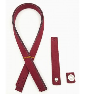 Çanta Aksesuar Bordo 70X2 Cm Nubuk Süet Çift Saplı İnce Kapaklı Takım Gümüş Metal