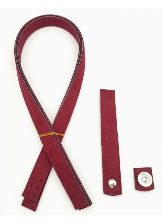 Çanta Aksesuar Bordo 70X2 Cm Nubuk Süet Çift Saplı İnce Kapaklı Takım Gümüş Metal