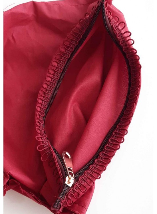 Çanta Aksesuar Bordo Renk 28X28 Cm Dikilmiş Halde Fermuarlı Astar