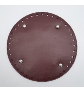 Çanta Aksesuar Bordo Suni Deri 22 cm Yuvarlak Çanta Tabanı Gümüş Metalli