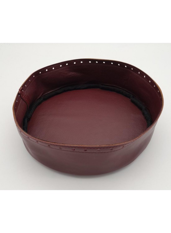 Çanta Aksesuar Bordo Suni Deri 22 cm Yuvarlak Yüksek Çanta Tabanı Gümüş Metalli