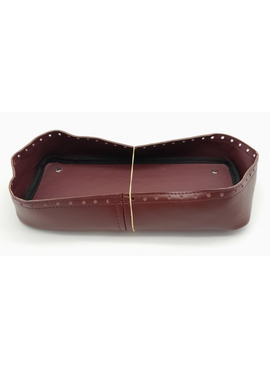 Çanta Aksesuar Bordo Suni Deri 28x13 cm Yüksek Çanta Tabanı Gümüş Metalli
