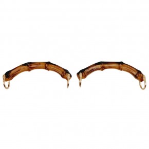 Çanta Aksesuar C Model Bambu Görünümlü 14 cm Çift Sap Light Gold Metalli