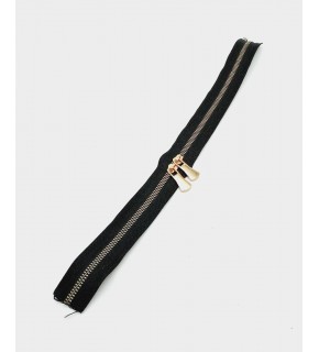 Çanta Aksesuar Çift Başlı Siyah Fermuar Light Gold Metal 40 Cm
